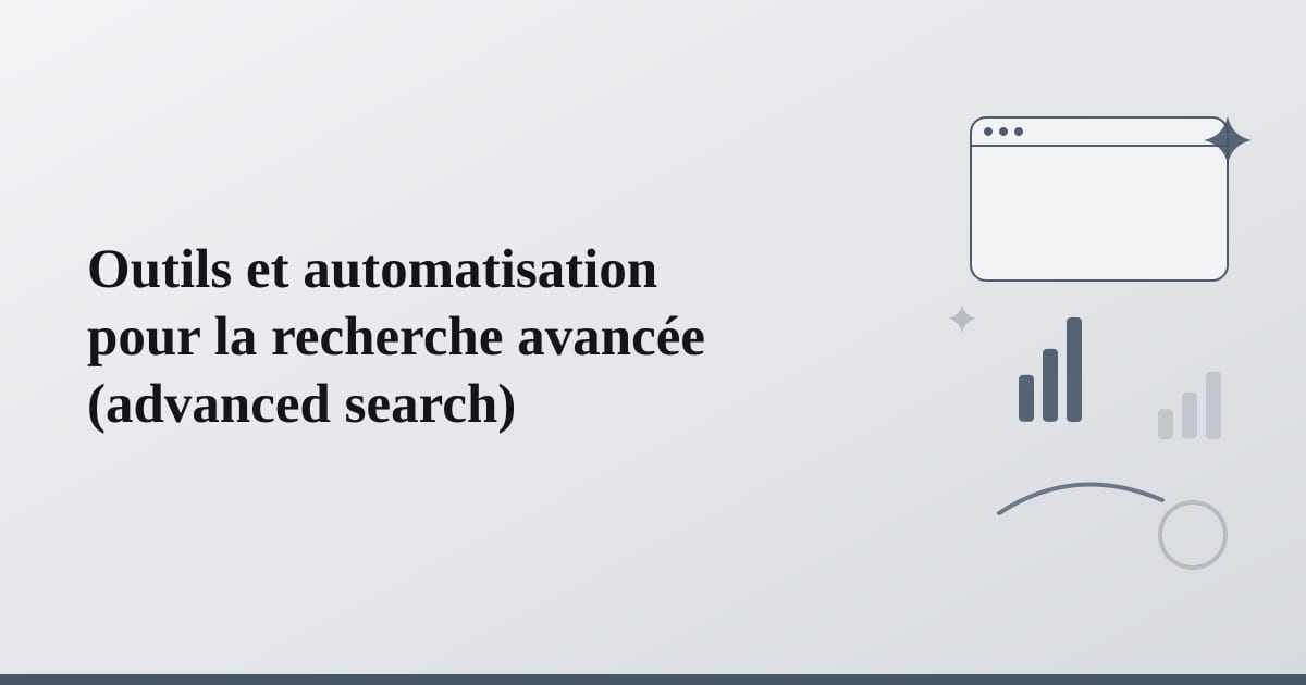 Editorial illustration for the section on outils et automatisation pour la recherche avancée