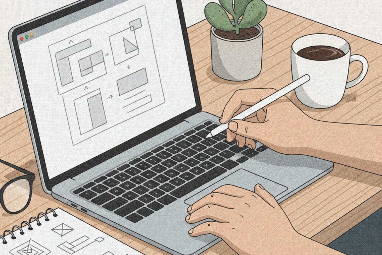 Editorial illustration for the section on résumé