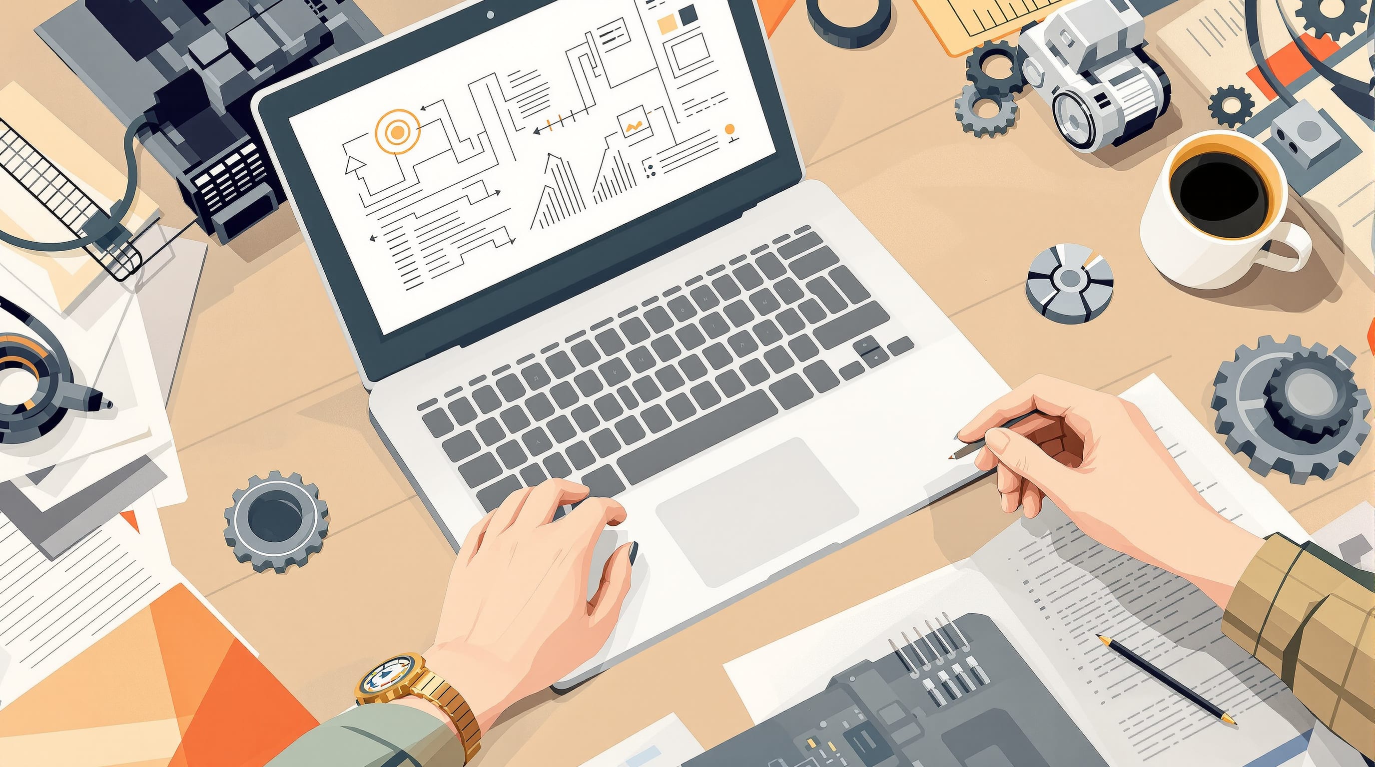 Estructura organizacional con capas interconectadas ilustrando planificación e implementación estratégica.