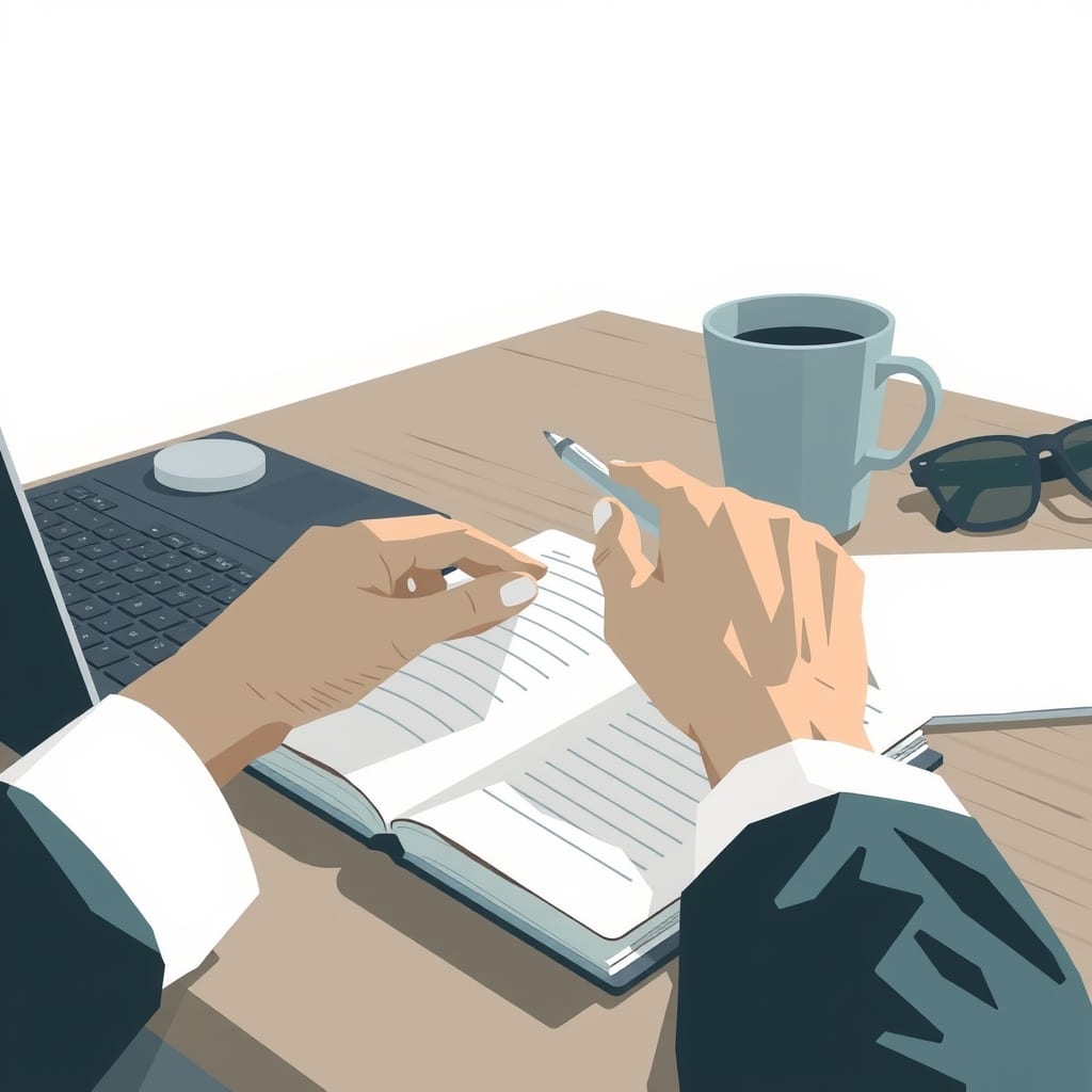 Editorial illustration for the section on strumenti correlati e flussi di lavoro manuali