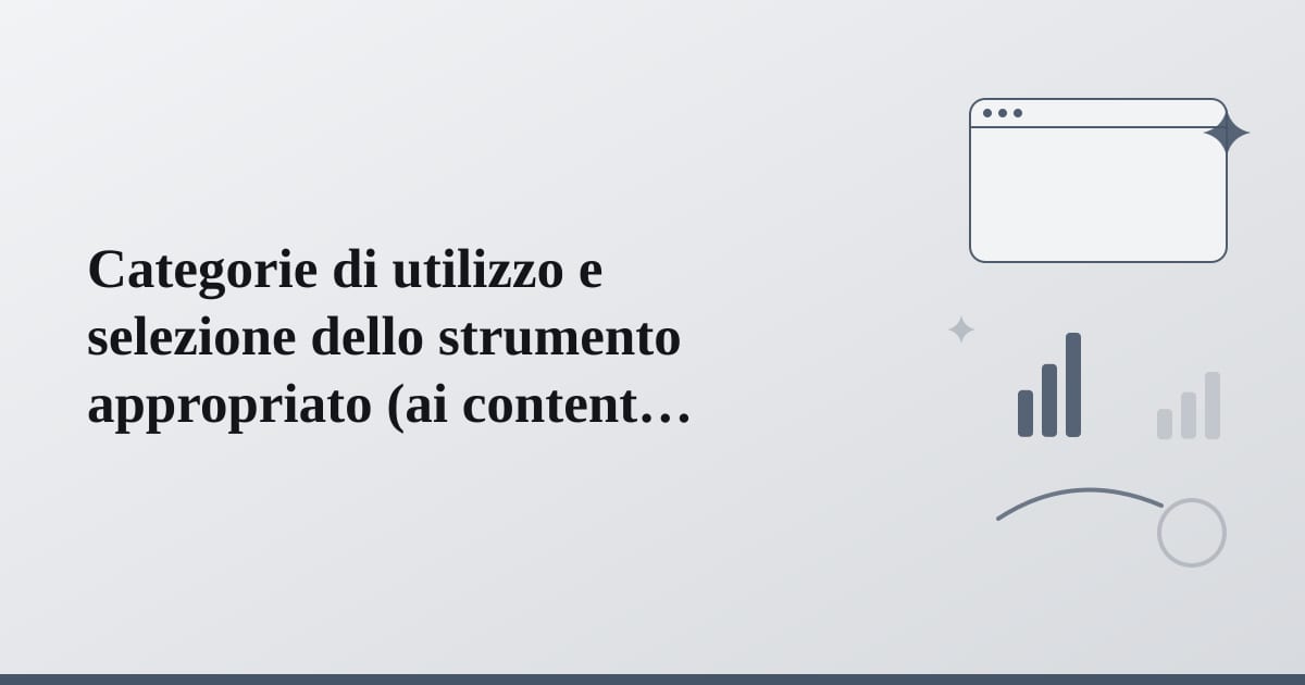 Percorsi divergenti illustrano scelte di strumenti in base al budget e alle esigenze iniziali.