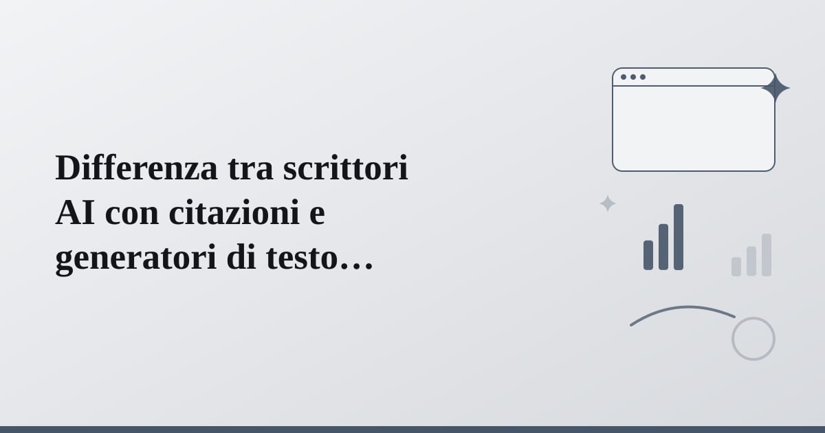 Due percorsi divergenti illustrano il contrasto tra generazione di testo e ricerca verificata.