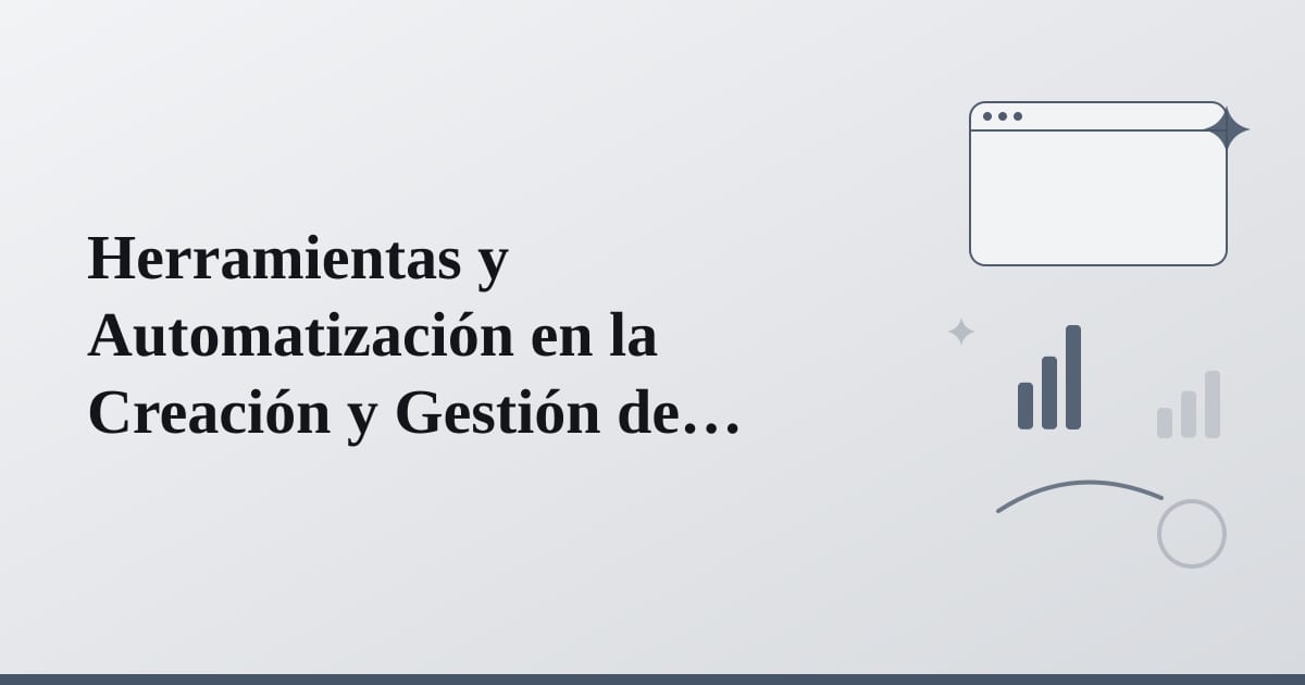 Editorial illustration for the section on herramientas y automatización en la creación y gestión de contenido