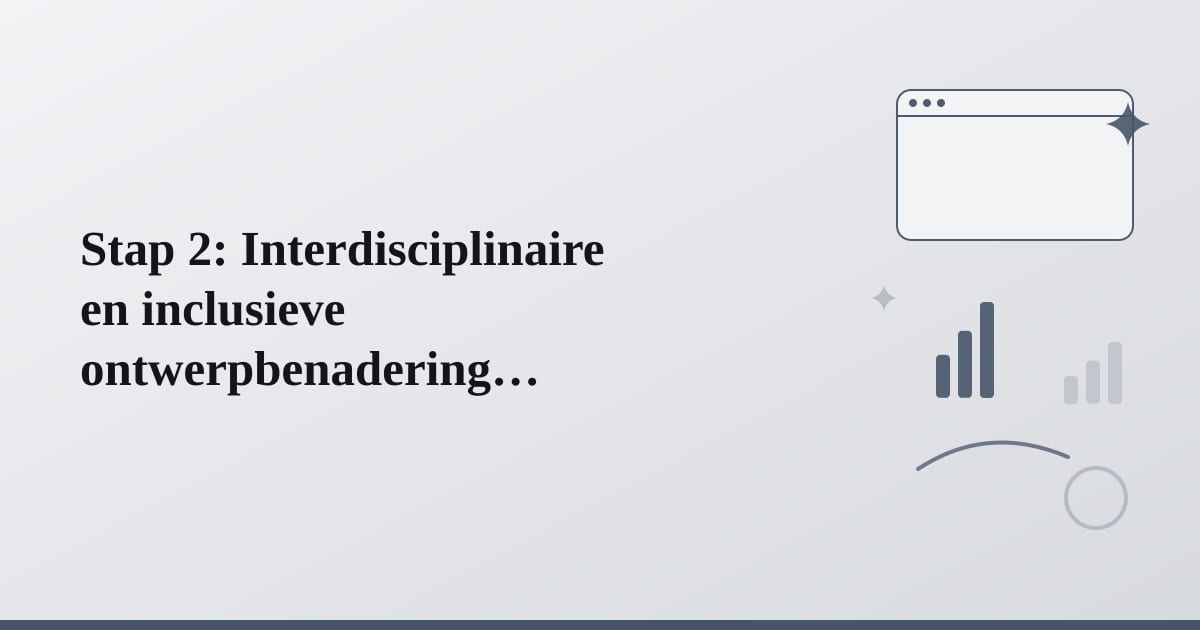 Editorial illustration for the section on stap 2: interdisciplinaire en inclusieve ontwerpbenadering