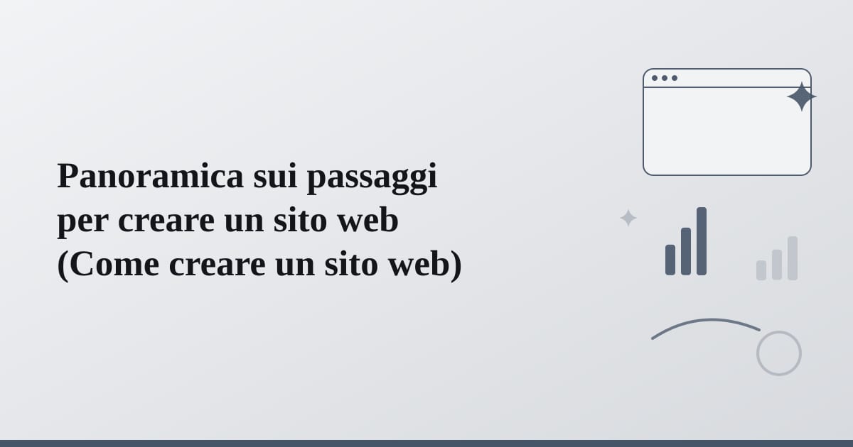 Editorial illustration for the section on panoramica sui passaggi per creare un sito web