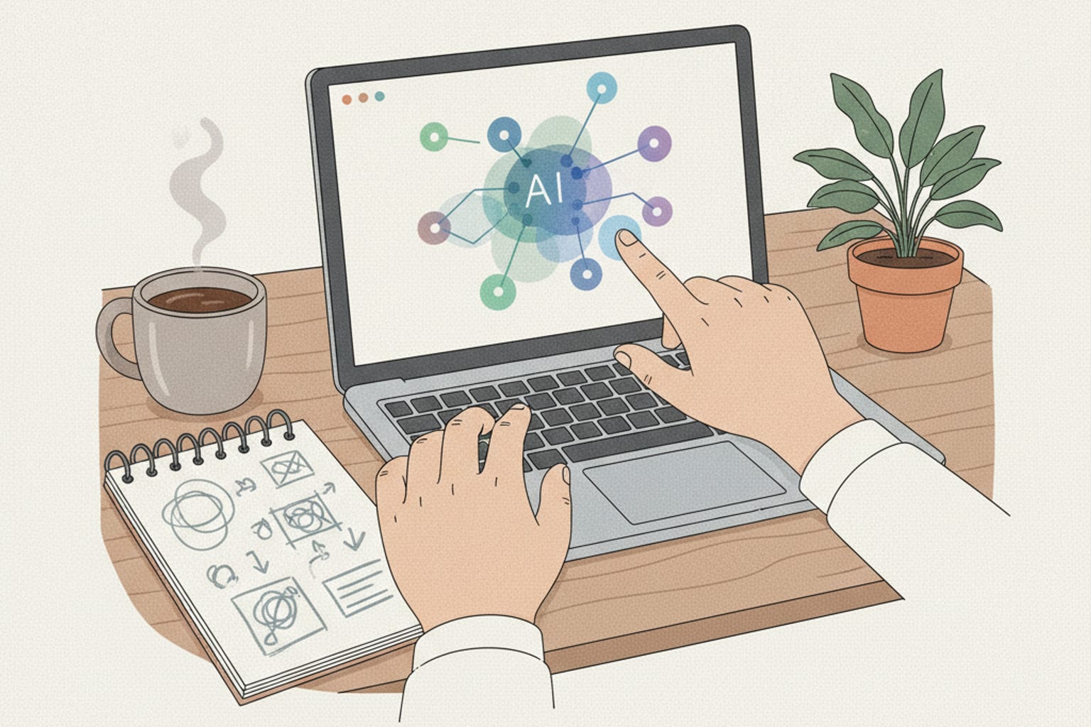 Ilustración abstracta que representa la democratización del acceso a la inteligencia artificial compleja.