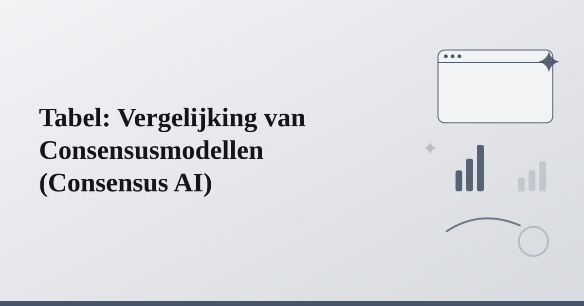 Editorial illustration for the section on tabel: vergelijking van consensusmodellen