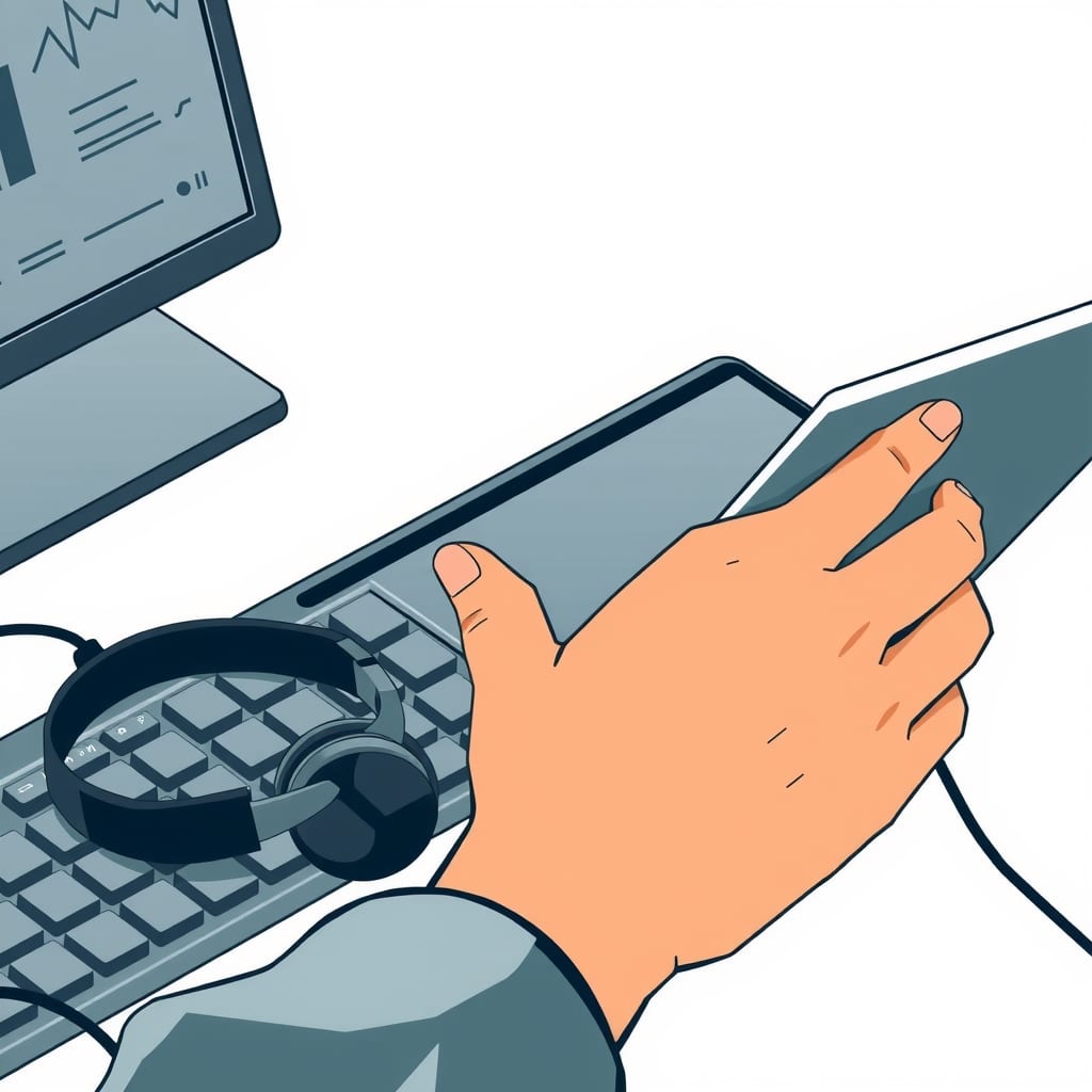Editorial illustration for the section on responsabilidades principais de um assistente virtual de criação de conteúdo