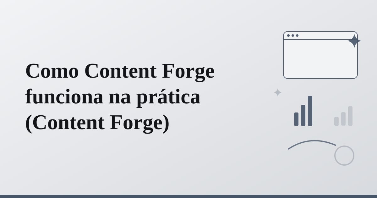 Editorial illustration for the section on como content forge funciona na prática