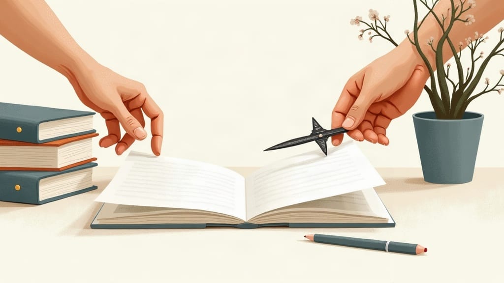 Barriers and blocked pathways illustrated abstractly, conveying inherent constraints of automated content creation tools.