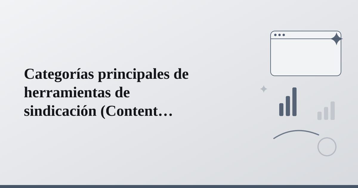 Editorial illustration for the section on categorías principales de herramientas de sindicación