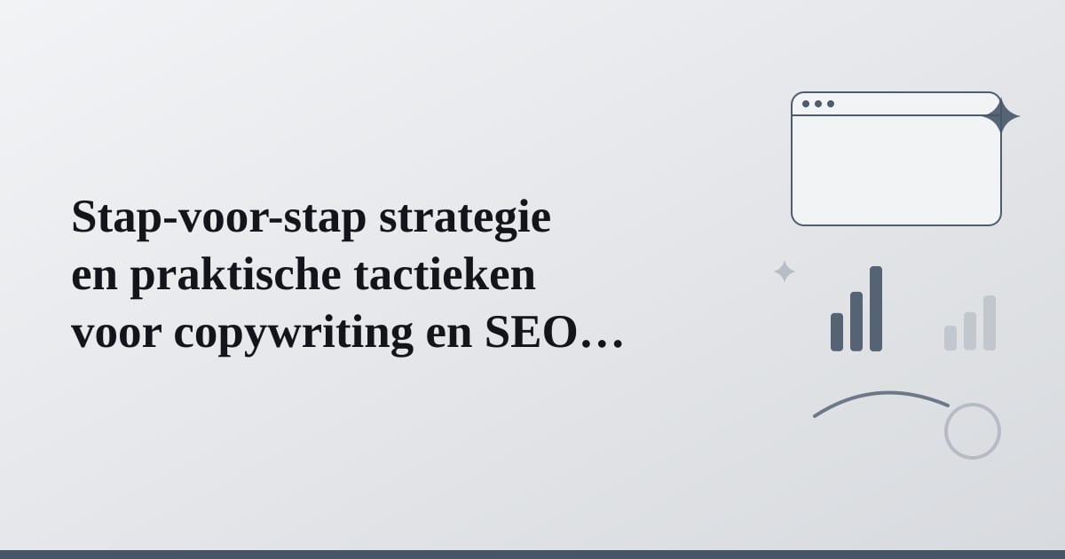 Editorial illustration for the section on stap-voor-stap strategie en praktische tactieken voor copywriting en seo