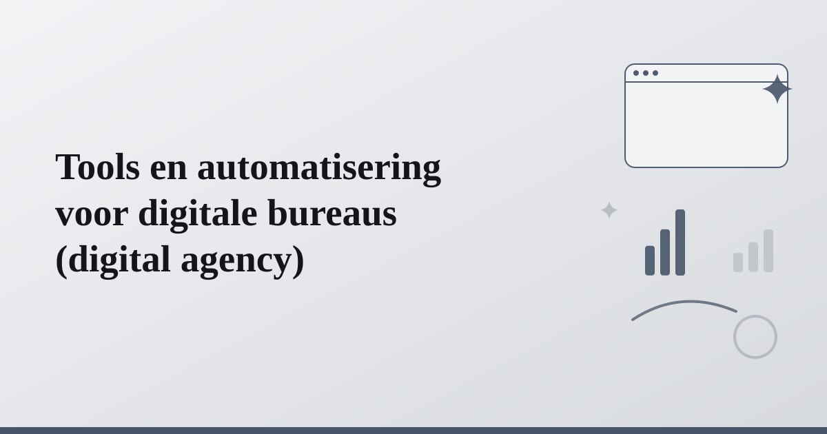 Editorial illustration for the section on tools en automatisering voor digitale bureaus