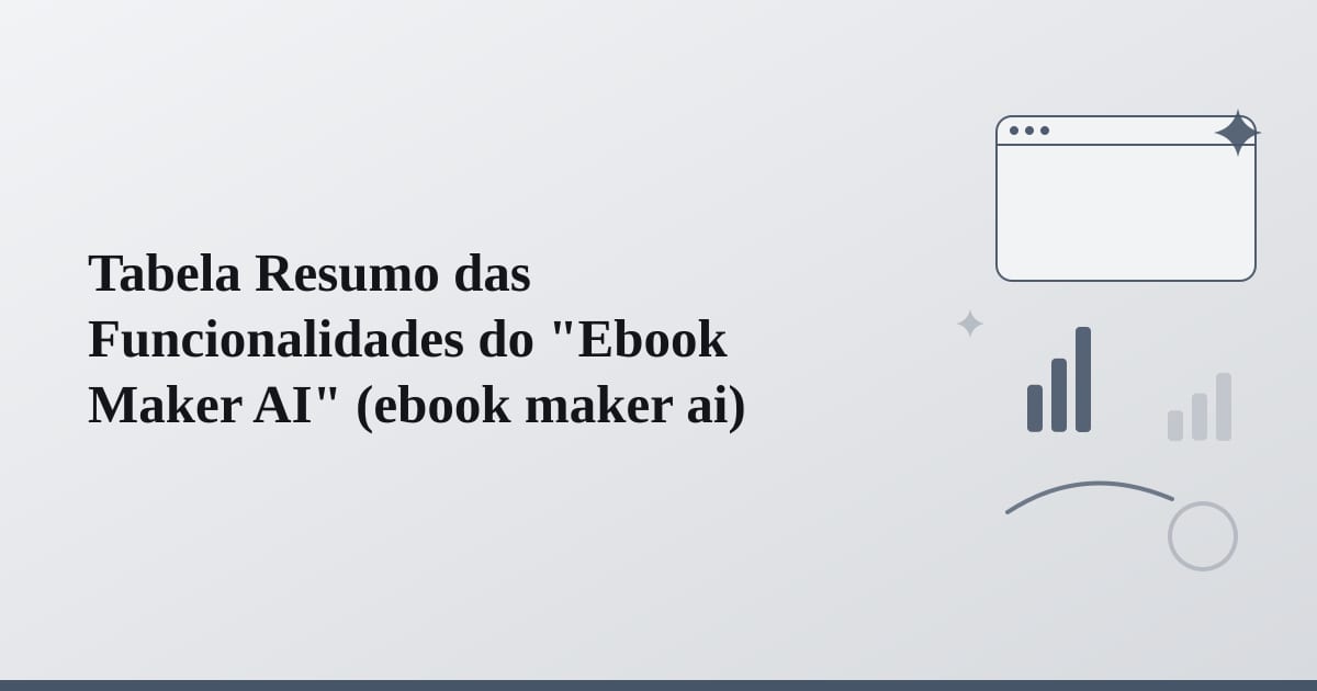 Editorial illustration for the section on tabela resumo das funcionalidades do ebook maker ai