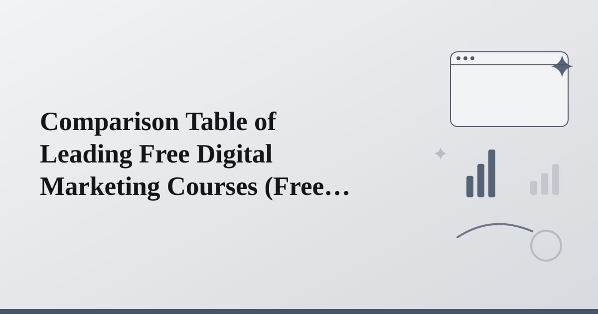 Editorial illustration for the section on comparison table of leading free digital marketing courses