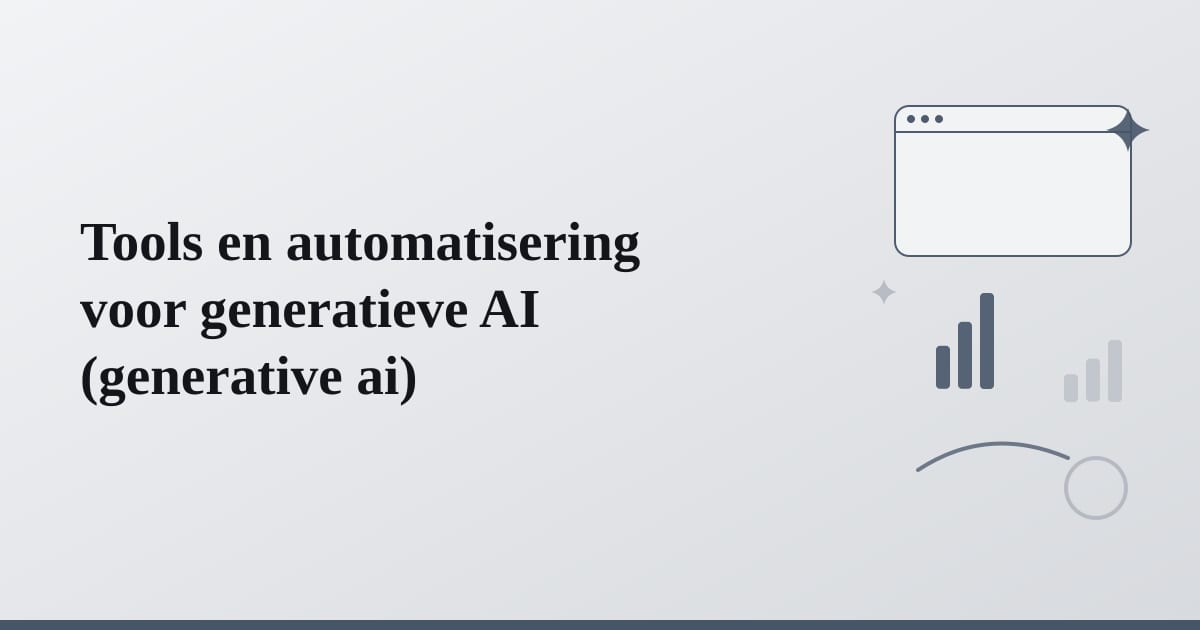 Editorial illustration for the section on tools en automatisering voor generatieve ai