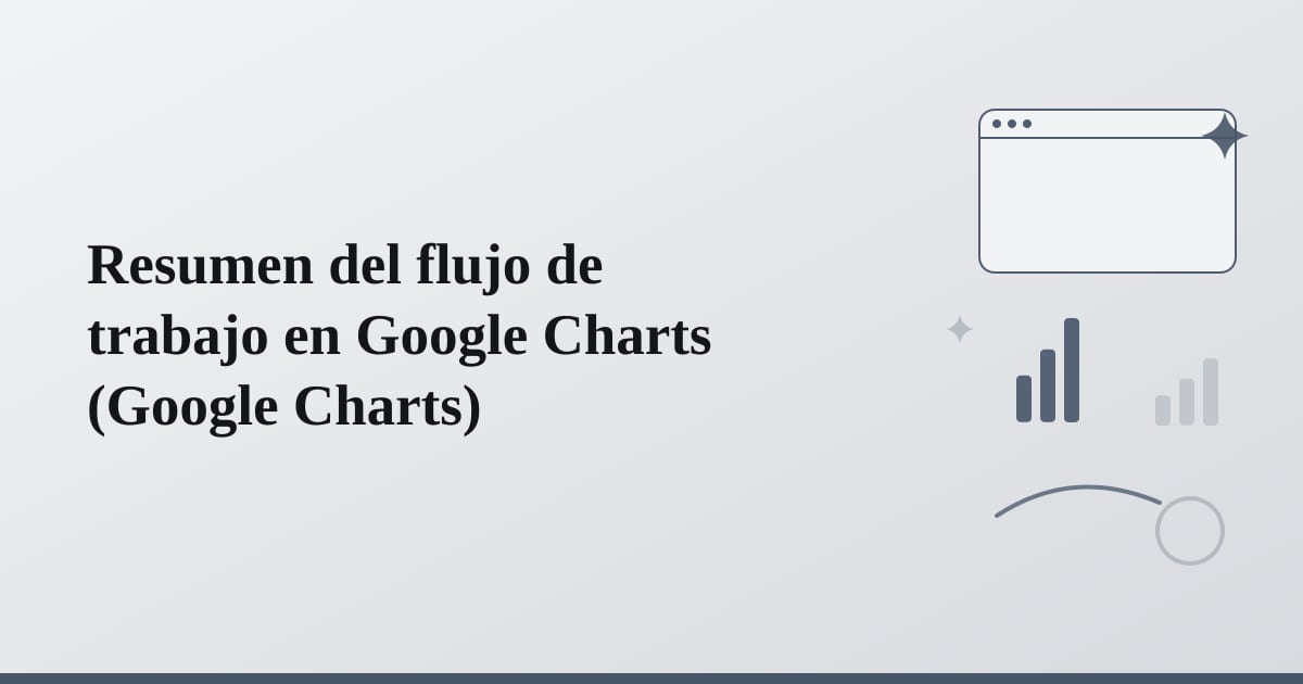 Editorial illustration for the section on resumen del flujo de trabajo en google charts