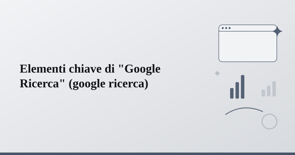 Editorial illustration for the section on elementi chiave di google ricerca