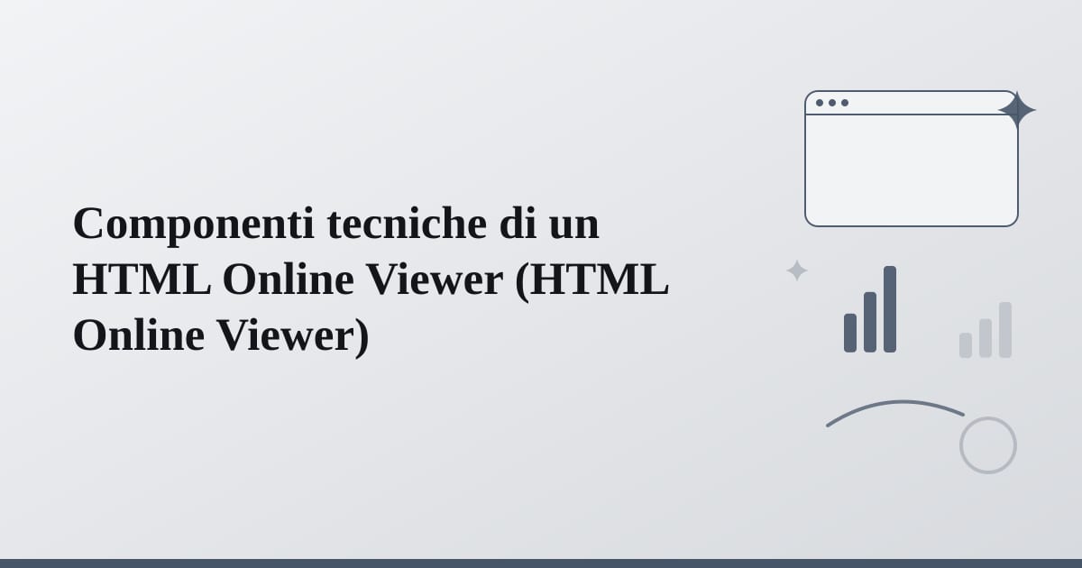Editorial illustration for the section on componenti tecniche di un html online viewer
