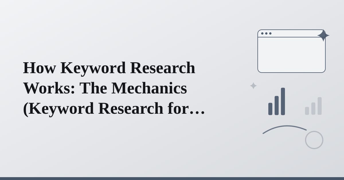 Abstract gears and flowing arrows illustrating interconnected steps of search mechanics.