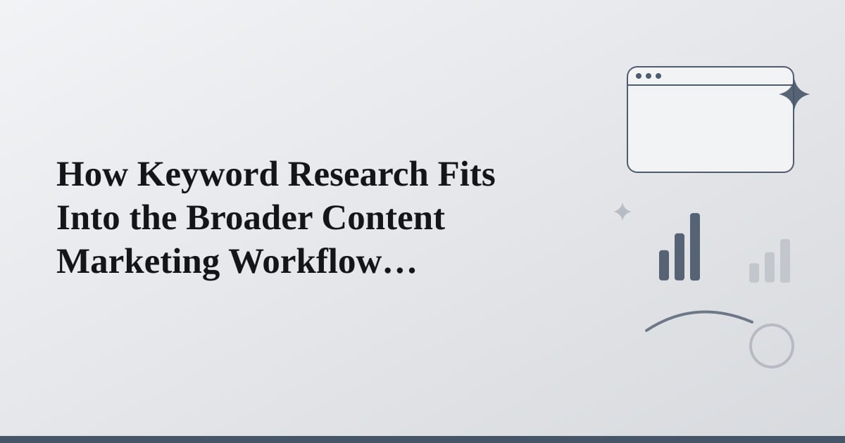 Abstract flowing lines connecting strategy to content creation stages.
