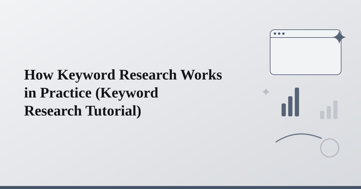 Circular arrows flowing through interconnected stages, representing iterative keyword research cycles.