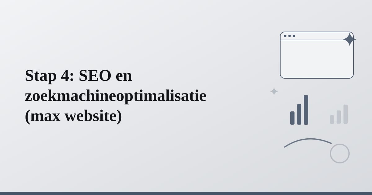 Editorial illustration for the section on stap 4: seo en zoekmachineoptimalisatie