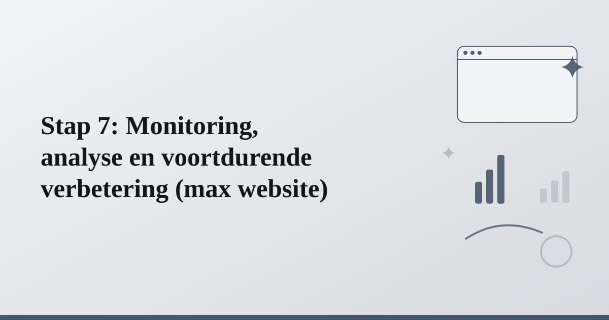 Editorial illustration for the section on stap 7: monitoring, analyse en voortdurende verbetering