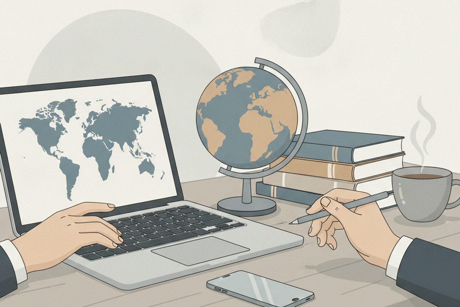 Abstrakte Darstellung eines wachsenden digitalen Geschäfts mit niedrigen Barrieren und globaler Reichweite.