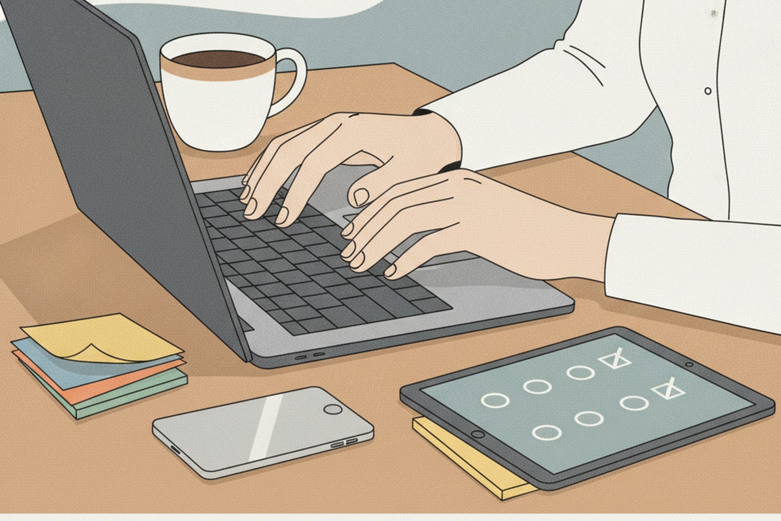 Grafische Symbole für effiziente Werkzeuge und automatisierte Prozesse in einem Online-Unternehmen.