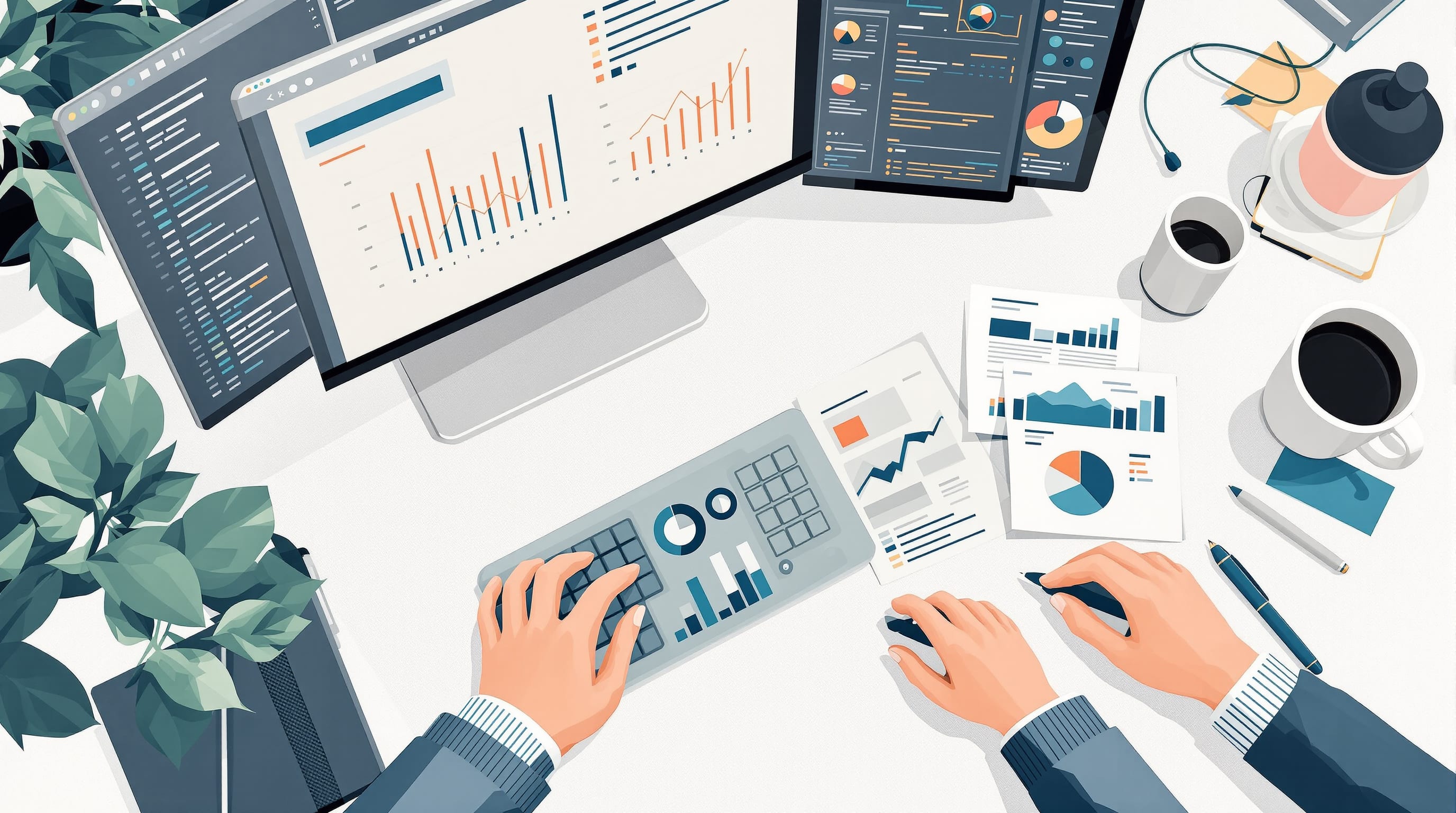 Engranajes interconectados y flujos de trabajo visualizan procesos automatizados y herramientas integradas.