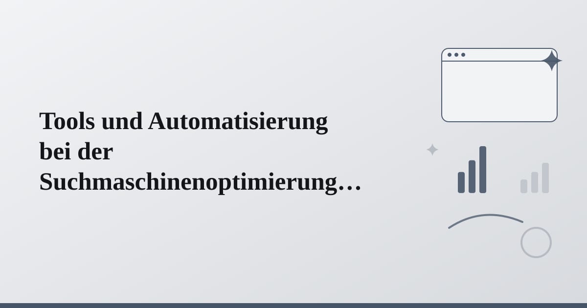 Editorial illustration for the section on tools und automatisierung bei der suchmaschinenoptimierung für roh yoon seo