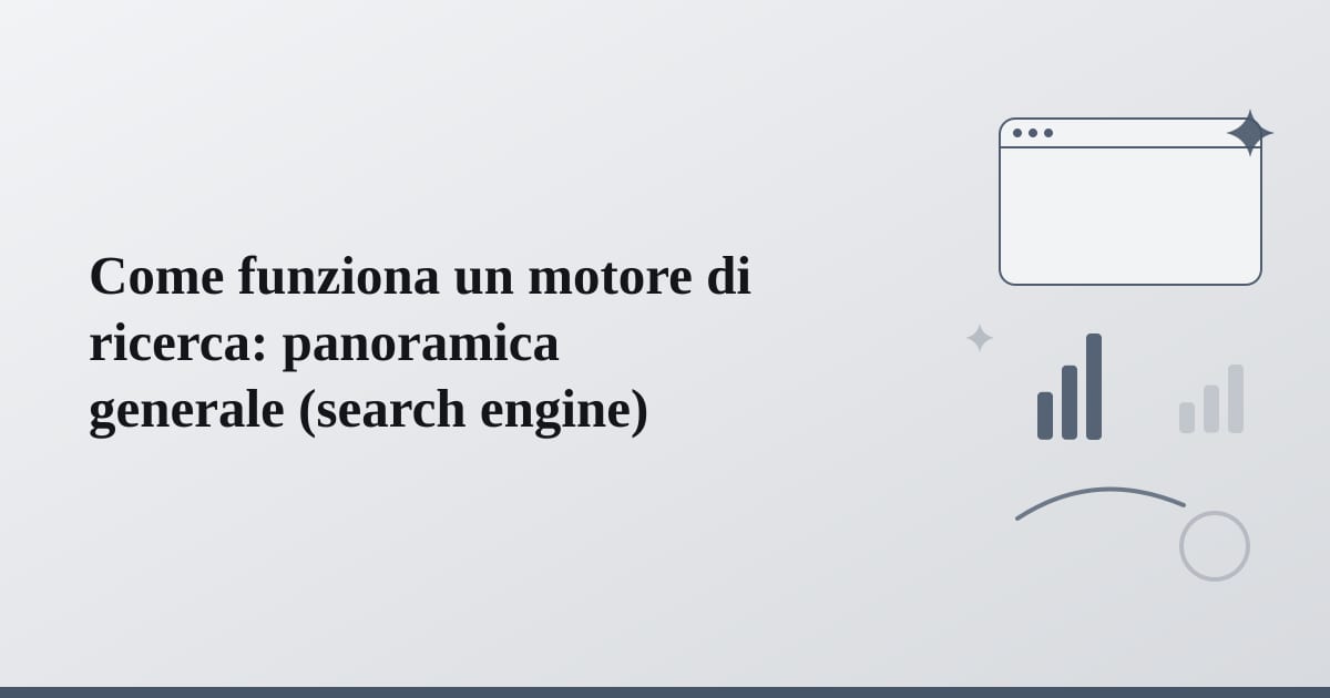 Editorial illustration for the section on come funziona un motore di ricerca: panoramica generale