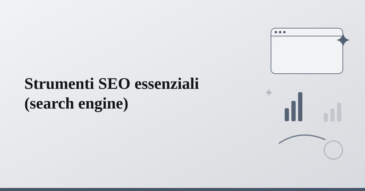 Editorial illustration for the section on strumenti seo essenziali
