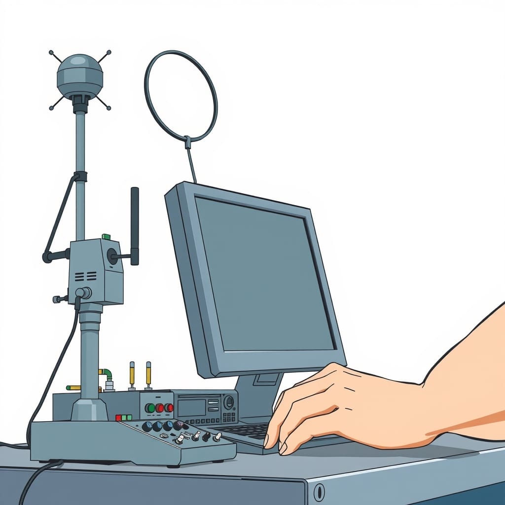 Editorial illustration for the section on componenti principali di un radar di ricerca