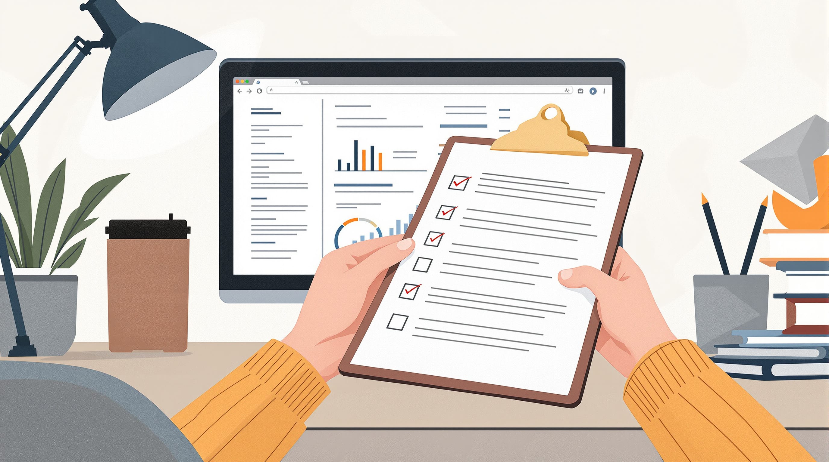 Editorial illustration for the section on tần suất thực hiện seo audit check