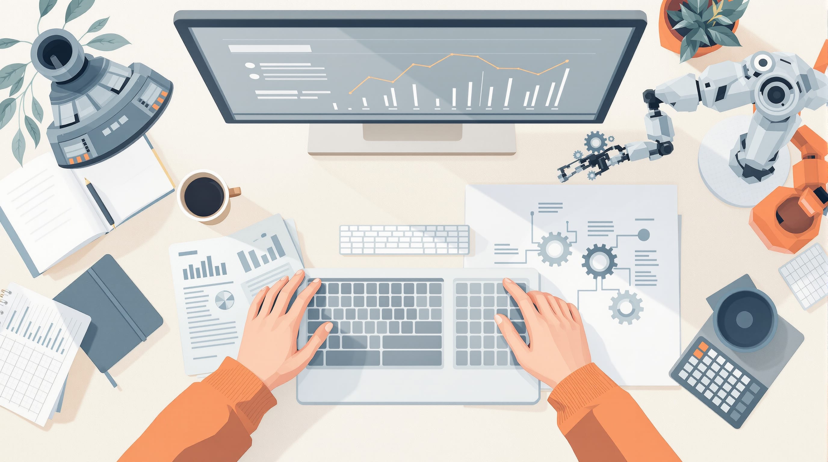 Editorial illustration for the section on chiến lược và quy trình thực hiện seo automation ai