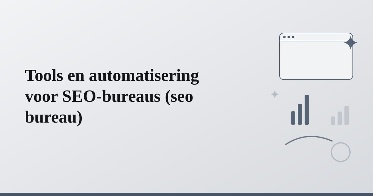 Editorial illustration for the section on tools en automatisering voor seo-bureaus