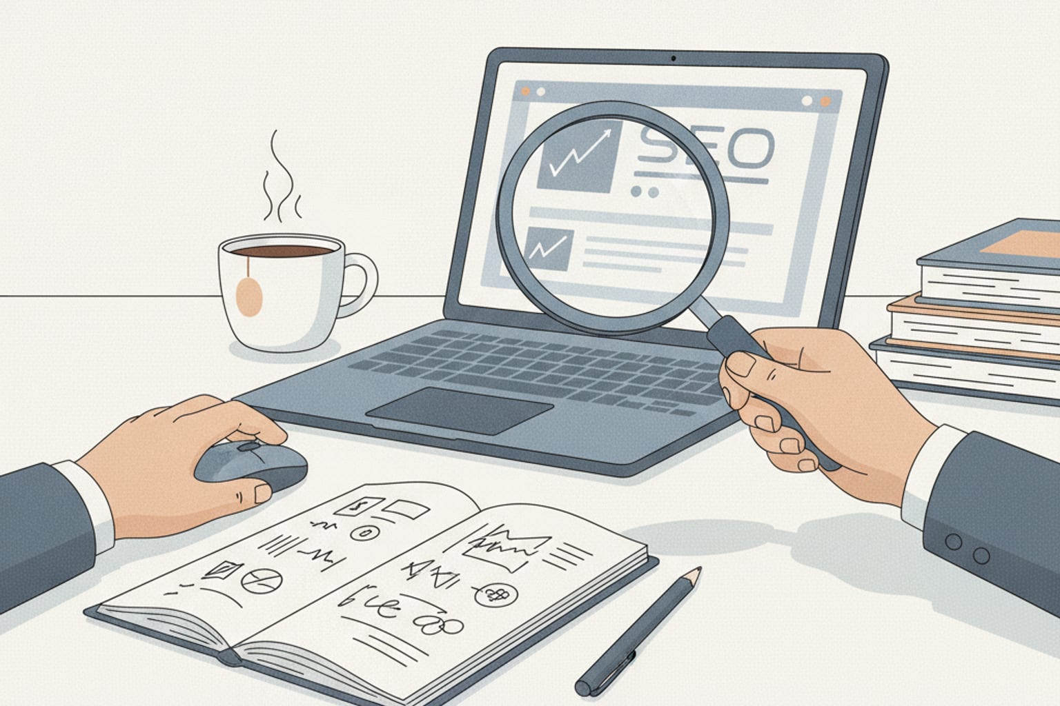 Editorial illustration for the section on erreurs fréquentes à éviter lors de l’utilisation d’un seo checker