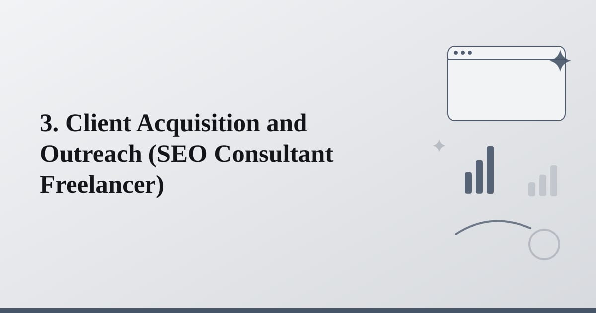 Editorial illustration for the section on 3. client acquisition and outreach