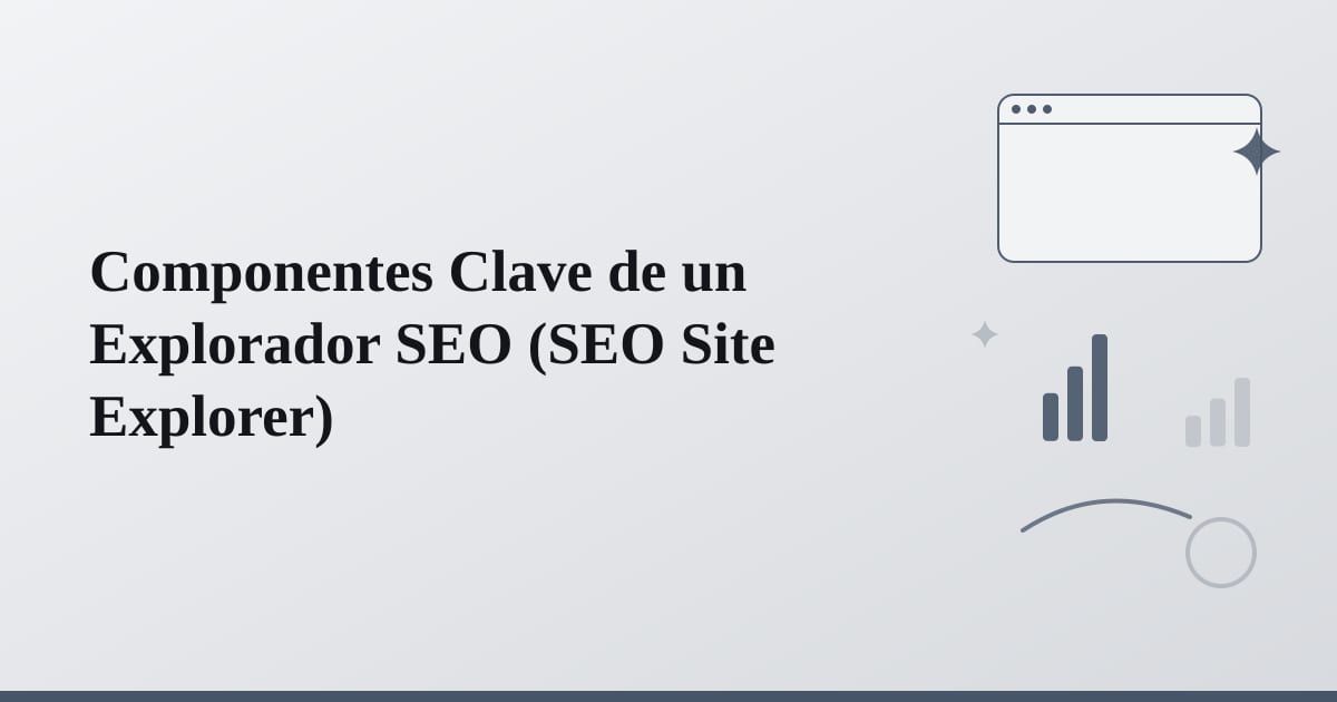 Componentes interconectados simbolizando rastreadores, analizadores y herramientas de diagnóstico SEO.