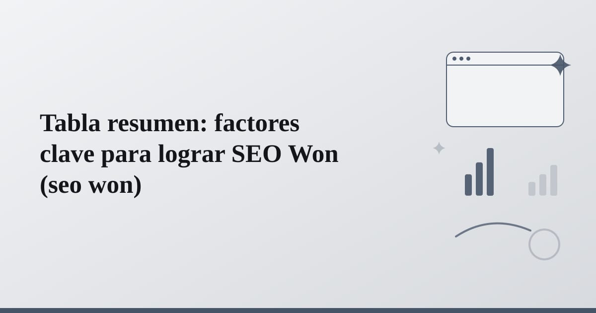 Editorial illustration for the section on tabla resumen: factores clave para lograr seo won