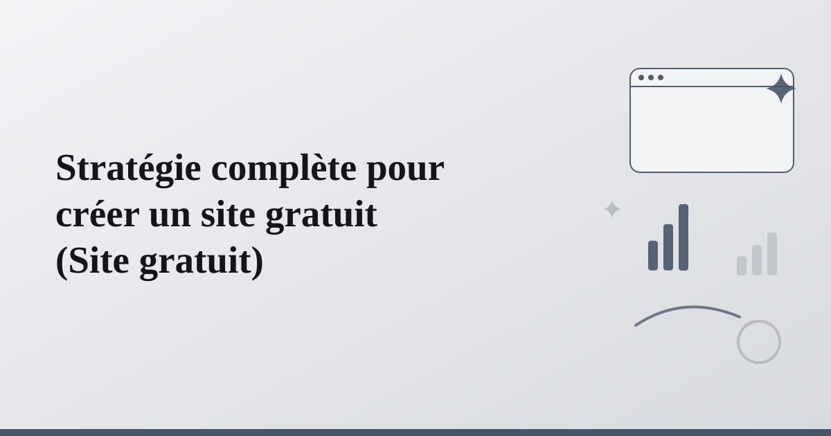 Editorial illustration for the section on stratégie complète pour créer un site gratuit