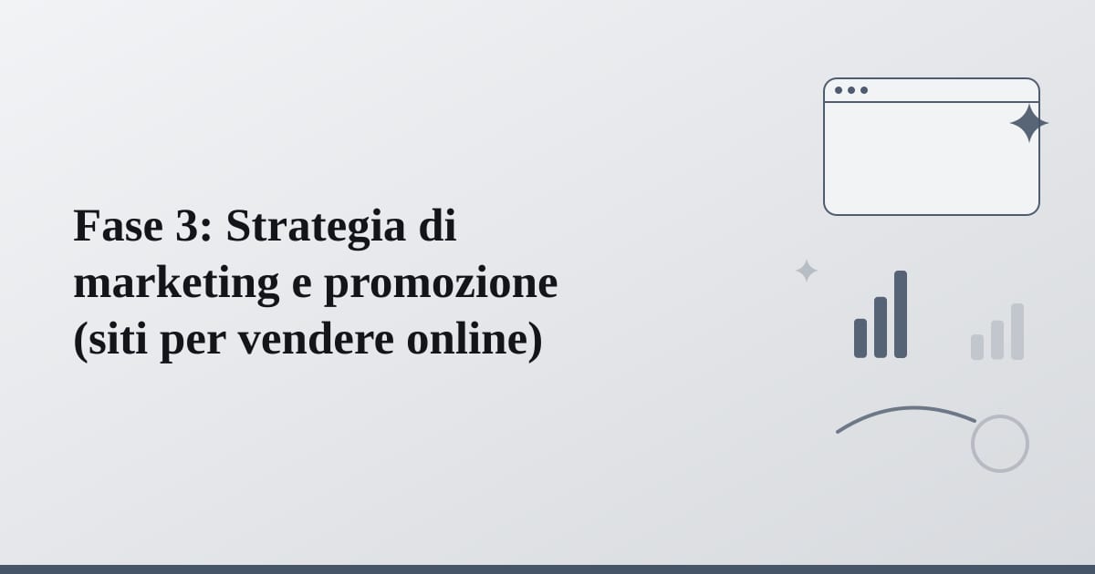 Editorial illustration for the section on fase 3: strategia di marketing e promozione