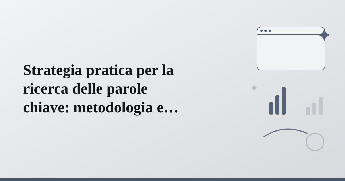 Editorial illustration for the section on strategia pratica per la ricerca delle parole chiave: metodologia e