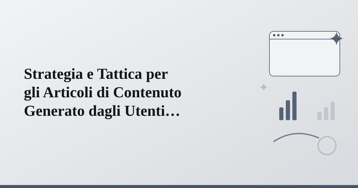Editorial illustration for the section on strategia e tattica per gli articoli di contenuto generato dagli