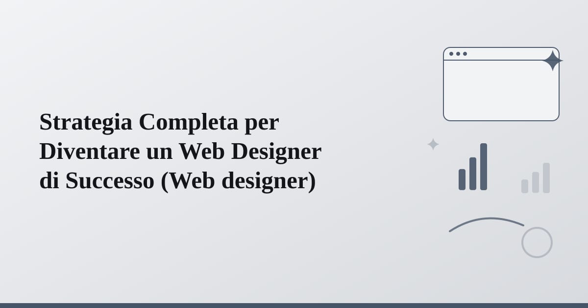 Editorial illustration for the section on strategia completa per diventare un web designer di successo