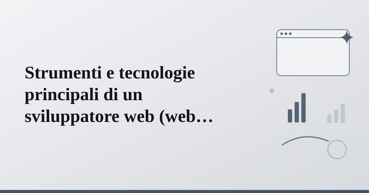 Editorial illustration for the section on strumenti e tecnologie principali di un sviluppatore web