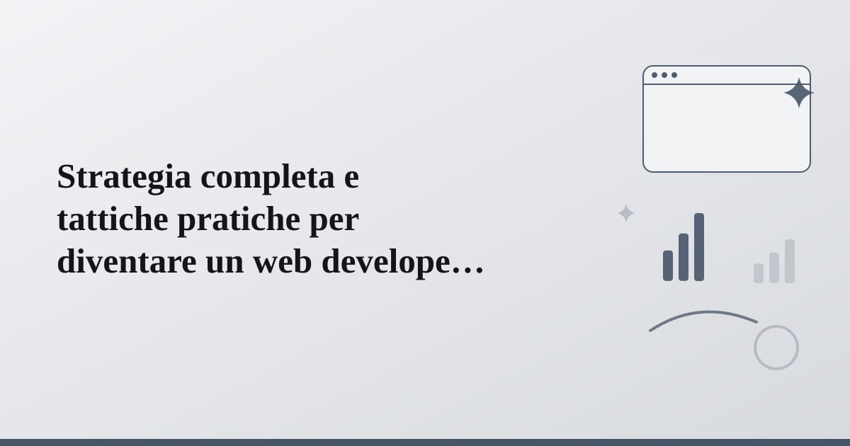 Editorial illustration for the section on strategia completa e tattiche pratiche per diventare un web developer