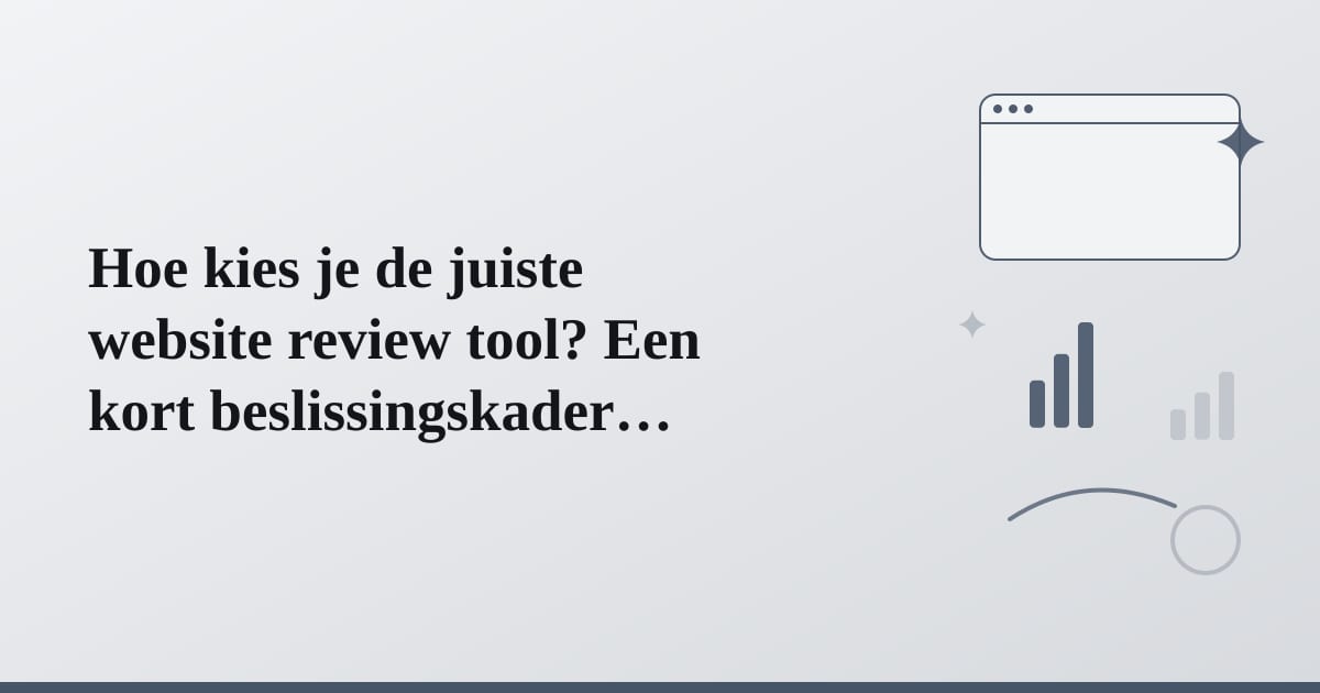 Editorial illustration for the section on hoe kies je de juiste website review tool? een kort